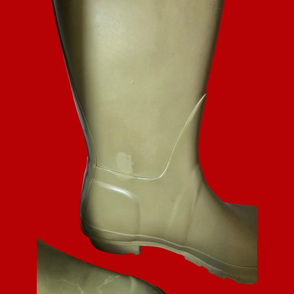Hunter Original Tall Rain Boots Olive Green Matte Waterproof Wellington Womens 6